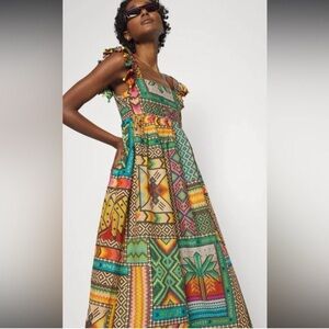 NWOT FARM Rio Banana Scarves Midi Dress, size M